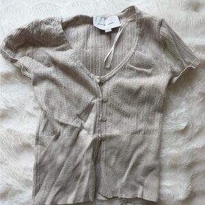 Pink Rose Beige Button-Up Top Pant Set- Lounge